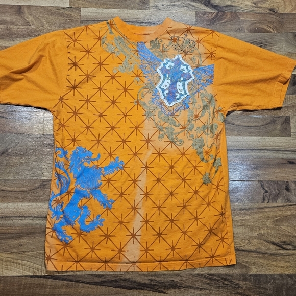 Avirex Gold Collection T-Shirt Men's Large Orange Graphic Crest Lion Crown 1975 - Picture 2 of 9